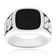 Load image into Gallery viewer, Sterling Silver Black Square Oynx Stone Fancy Rings