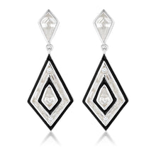 Load image into Gallery viewer, Georgini Reflections Sterling Silver And Black Enamel Art Deco Drop Earrings