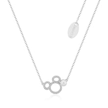 Load image into Gallery viewer, Disney Rhodium Plated Sterling Silver Mickey CZ Outline With Pearl Pendant On Chain