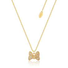 Load image into Gallery viewer, Disney Gold Plated Sterling Silver Minnie Mouse CZ Bow Pendant On Chain