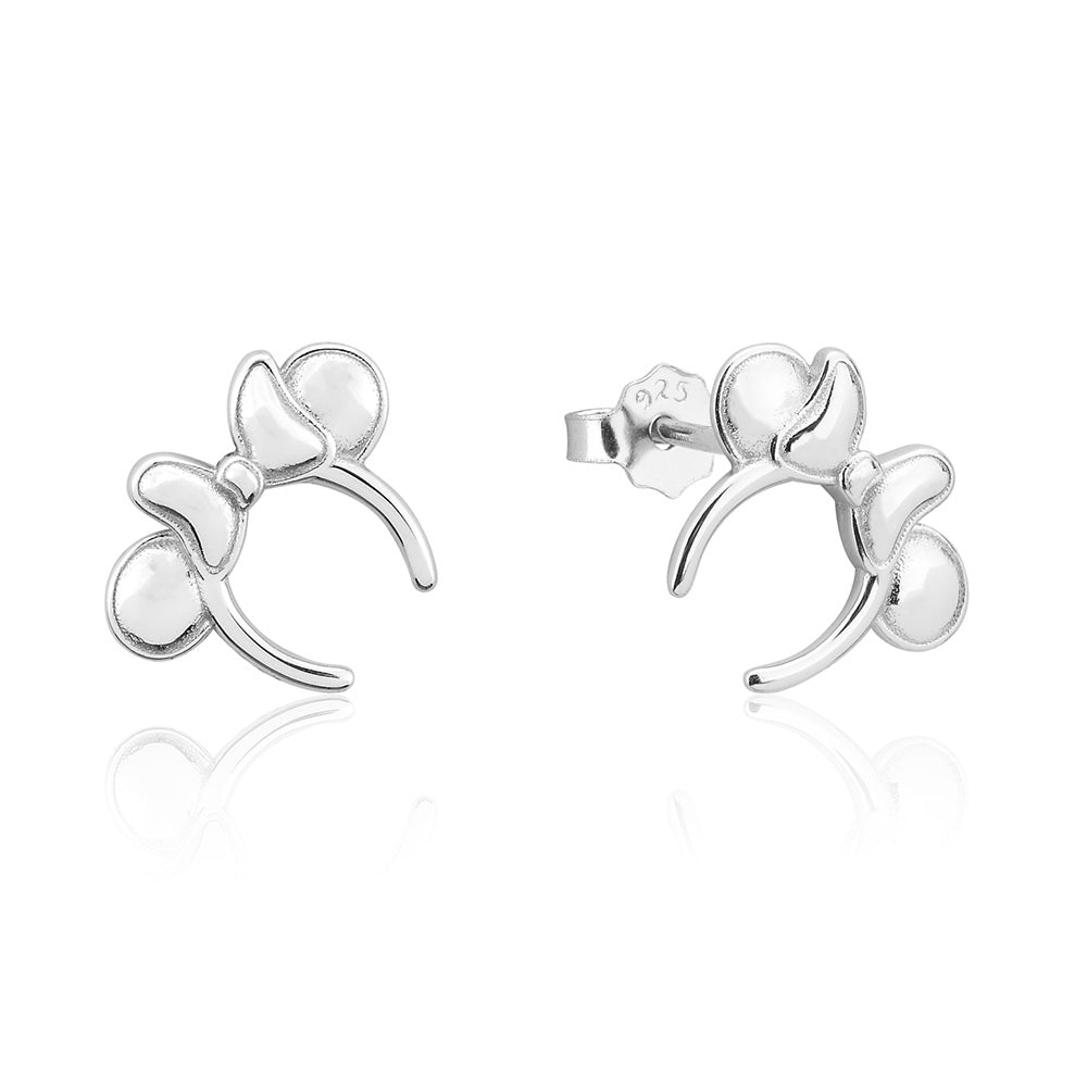 Disney Rhodium Plated Sterling Silver Minnie Mouse Headbands Stud Earrings