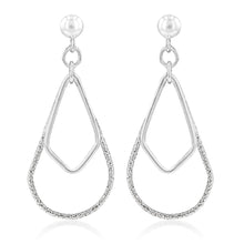 Load image into Gallery viewer, Sterling Silver Diamond And Patterned Drop Earrings