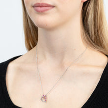 Load image into Gallery viewer, Sterling Silver Rhodium Plated Pink And White CZ Heart Pendant With 45cm Chain