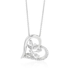 Load image into Gallery viewer, Sterling Silver Rhodium Plated CZ 3 Flower On Heart Pendant With 45cm Chain