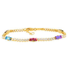 Load image into Gallery viewer, Sterling Silver Gold Plated Multicolour Beads 16+3cm Bracelet