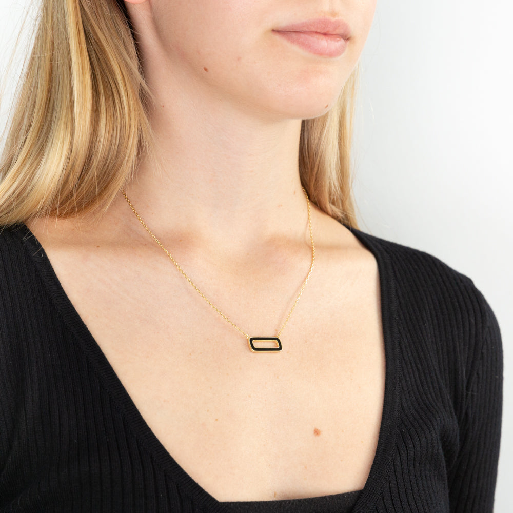 Buy KRELIN Black Rectangular Pendant Golden Chain Necklace For Women &  Girls at Amazon.in