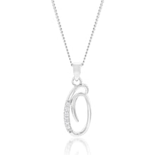 Load image into Gallery viewer, Sterling Silver Rhodium Plated Cubic Zirconia Script &quot;O &quot; Initial Pendant