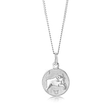 Load image into Gallery viewer, Sterling Silver Rhodium Plated Round Zodiac Tarus Pendant