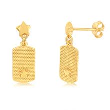 Load image into Gallery viewer, Sterling Silver Gold Plated Star Dogtag Stud Earrings