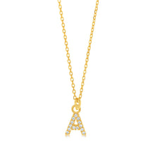 Load image into Gallery viewer, Sterling Silver Yellow Gold Plated Initial &quot;A&quot; Pendant on 45cm Chain
