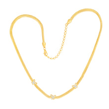Load image into Gallery viewer, Sterling Silver Yellow Gold Plated Cubic Zirconia Butterfly 43cm Choker Chain