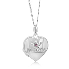 Load image into Gallery viewer, Sterling Silver Pink Cubic Zirconia Princess Heart Locket