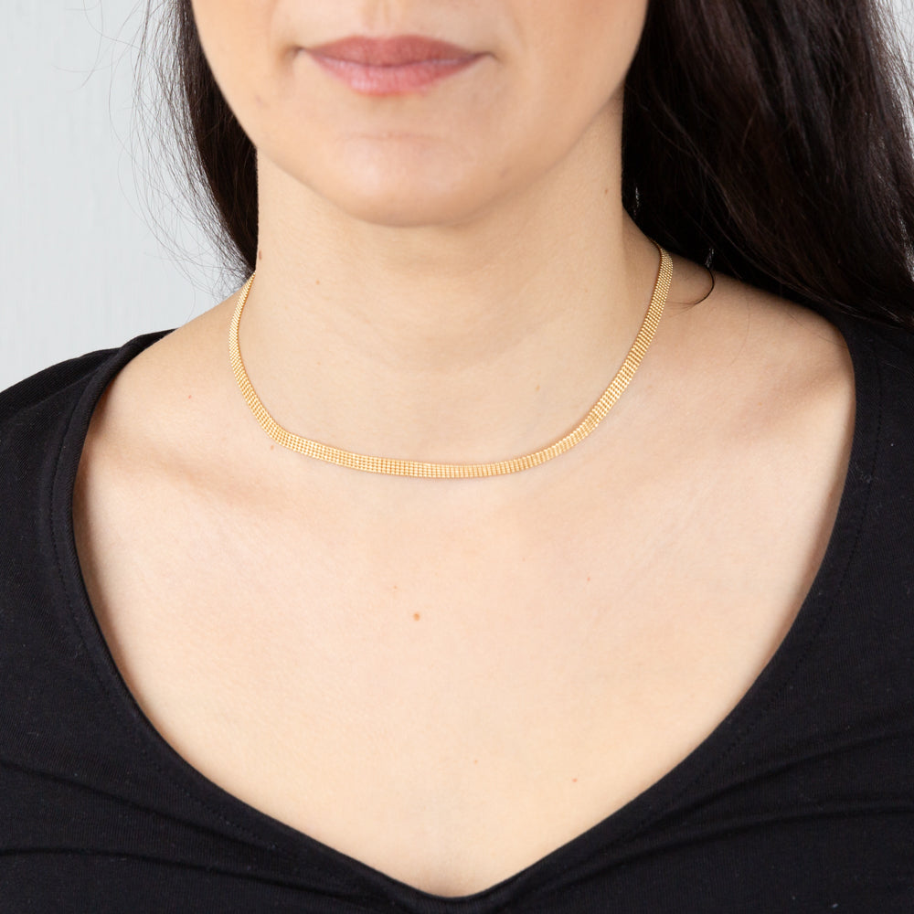 Sterling Silver Gold Plated Fancy 40cm Choker Chain