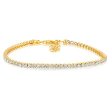 Load image into Gallery viewer, Sterling Silver Gold Plated Zirconia Tennis 19cm Bracelet