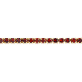 Sterling Silver Gold Plated Red Cubic Zirconia Adjustable Tennis Bracelet