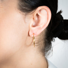Load image into Gallery viewer, Sterling Silver Gold Plated Plain 25mm Sleeper Earrings