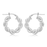 Sterling Silver Twisted Fancy 12mm Hoop Earrings