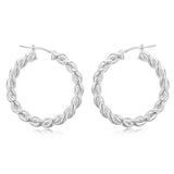 Sterling Silver Twisted Fancy 30mm Hoop Earrings