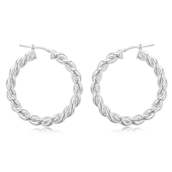 Sterling Silver Twisted Fancy 30mm Hoop Earrings