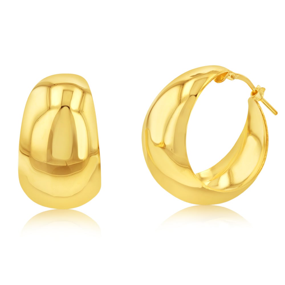 14 Karat Gold Plated 2mm x 20mm Hoop Earrings main image 0