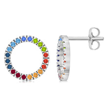 Load image into Gallery viewer, Sterling Silver Multicolour Crystals Circle Of Life Stud Earrings