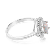 Load image into Gallery viewer, Sterling Silver Cubic Zirconia Created Opal Round Ring