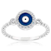 Load image into Gallery viewer, Sterling Silver Cubic Zirconia Evil Eye Fancy Ring