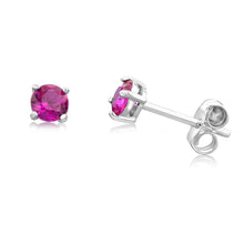 Load image into Gallery viewer, Sterling Silver Pink Sapphire And Ruby 4mm Stone Stud Earrings