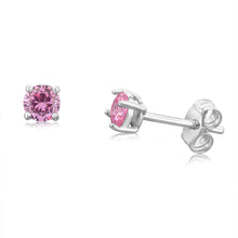 Load image into Gallery viewer, Sterling Silver Pink Sapphire And Ruby 4mm Stone Stud Earrings