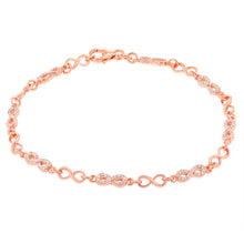 Load image into Gallery viewer, Sterling Silver Rose Gold Plated Cubic Zirconia Infinity 19.5cm Bracelet
