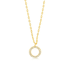 Load image into Gallery viewer, Sterling Silver Gold Plated Cubic Zirconia Circle Of Life Pendant With 45cm Chain