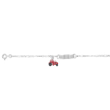 Load image into Gallery viewer, Sterling Silver Red Car ID Figaro 16cm Baby Bracelet