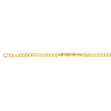 Load image into Gallery viewer, Sterling Silver Gold Plated Patterned ID Curb 19cm Bracelet