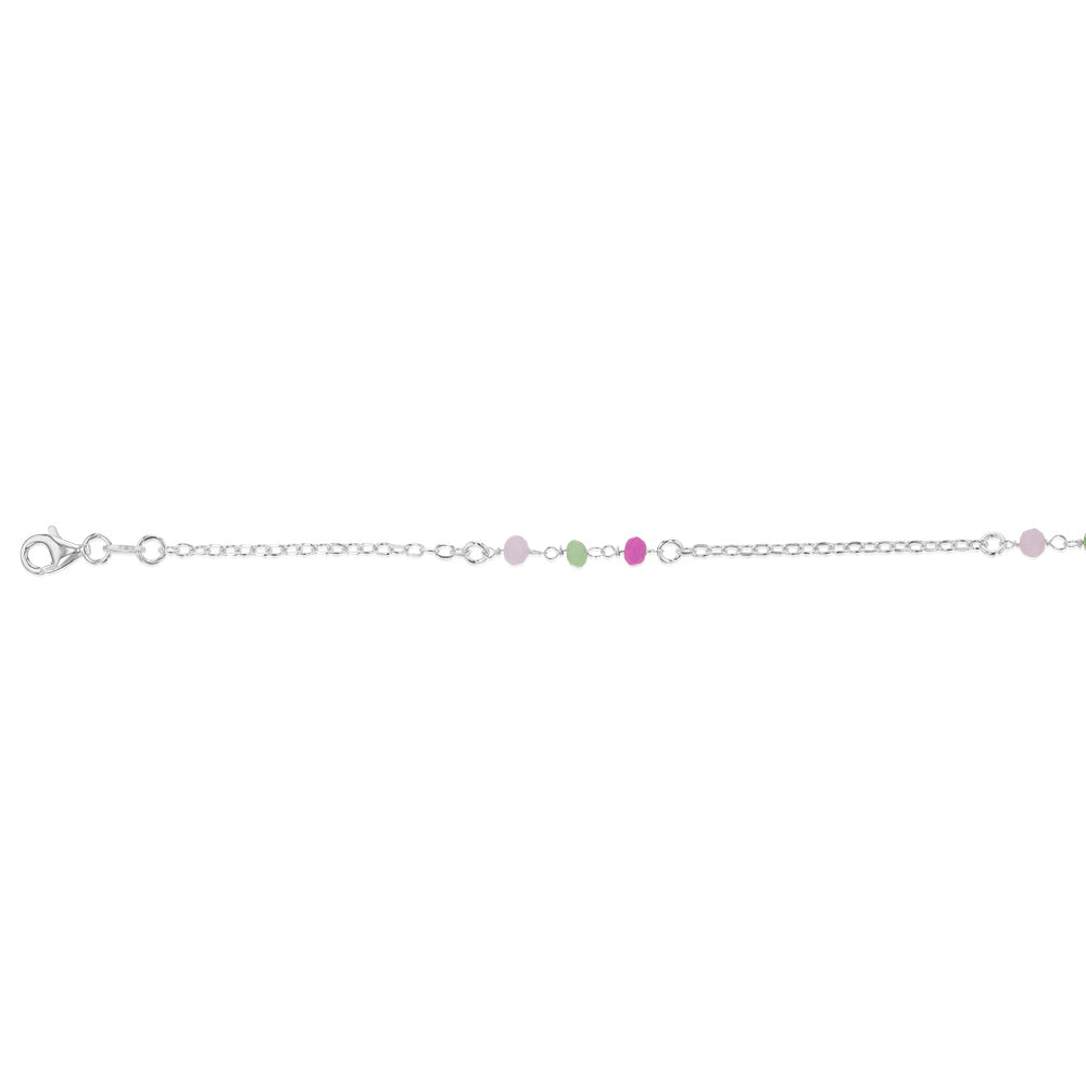Sterling Silver Multicolour Beads 27cm Anklet