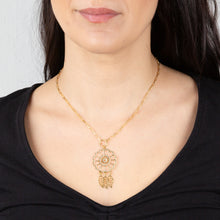 Load image into Gallery viewer, Sterling Silver Gold Plated Dream Catcher Pendant On 45cm Chain