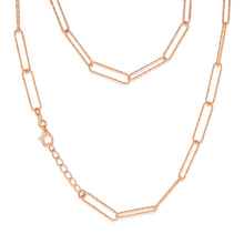 Load image into Gallery viewer, Sterling Silver Rose Gold Plated Textured Paperclip 41cm Chain