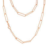 Sterling Silver Rose Gold Plated Textured Paperclip 41cm Chain