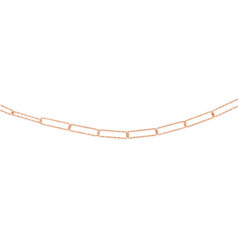 Sterling Silver Rose Gold Plated Textured Paperclip 41cm Chain