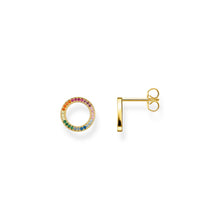 Load image into Gallery viewer, Thomas Sabo Sterling Silver Gold Plated Together Ring Rainbow CZ Stud Earrings
