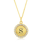 Sterling Silver Gold Plated Round Initial "S" Pendant On 45cm Chain