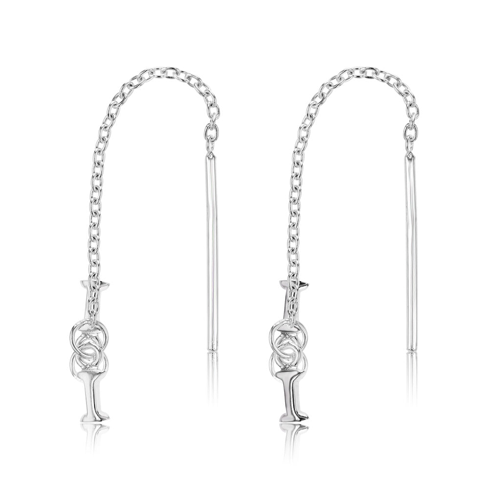 Sterling Silver Initial I Threader Drop Earrings– Shiels Jewellers
