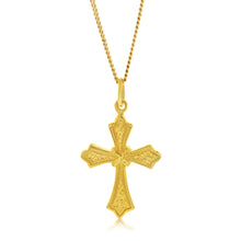 Load image into Gallery viewer, Gold Plated Sterling Silver Engraved Cross Pendant