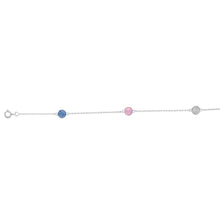 Load image into Gallery viewer, Sterling Silver Colour Stones Rose,White,Crysolite Charm 19cm Bracelet