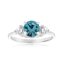Load image into Gallery viewer, Sterling Silver Aqua Bohemica And White Crystal Ring