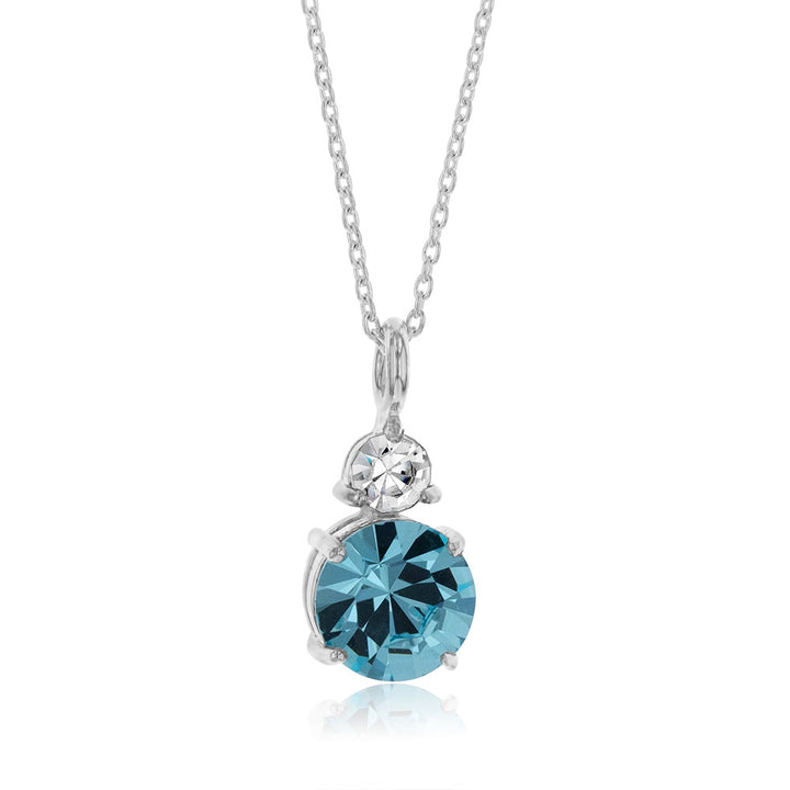 Sterling Silver Aqua Bohemica And White Crystal Pendant With 45cm Chain