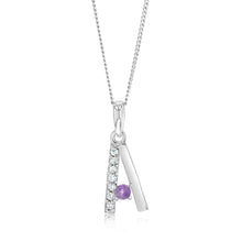 Load image into Gallery viewer, Sterling Silver Amethyst And Cubic Zirconia Initial &quot;A&quot; Pendant