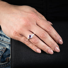 Load image into Gallery viewer, Sterling Silver Amethyst And Cubic Zirconia Fancy Ring