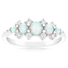 Load image into Gallery viewer, Sterling Silver Rhodium Plated Created White Opal Ring
