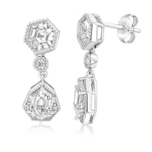 Load image into Gallery viewer, Sterling Silver Rhodium Plated Cubic Zirconia Drop Earrings
