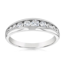 Load image into Gallery viewer, Sterling Silver Rhodium Plated Curbic Zirconia Channel Ring